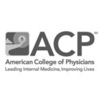 American College of Physicians (ACP) logo — institutional emblem with caduceus icon, bold ACP wordmark, and tagline displayed in greyscale