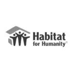 Habitat for Humanity logo — nonprofit homebuilding organization, displayed in grey on white background