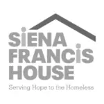 Siena Francis House logo — nonprofit organization serving hope to the homeless, displayed in grey on white background